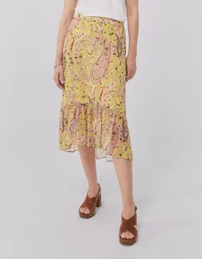 Jupe midi asymétrique jaune summer cachemire Femme