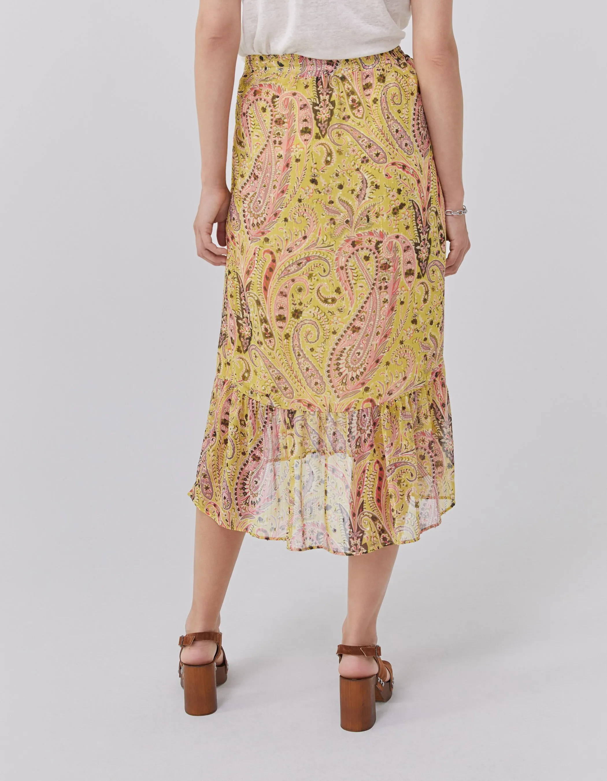 Jupe midi asymétrique jaune summer cachemire Femme