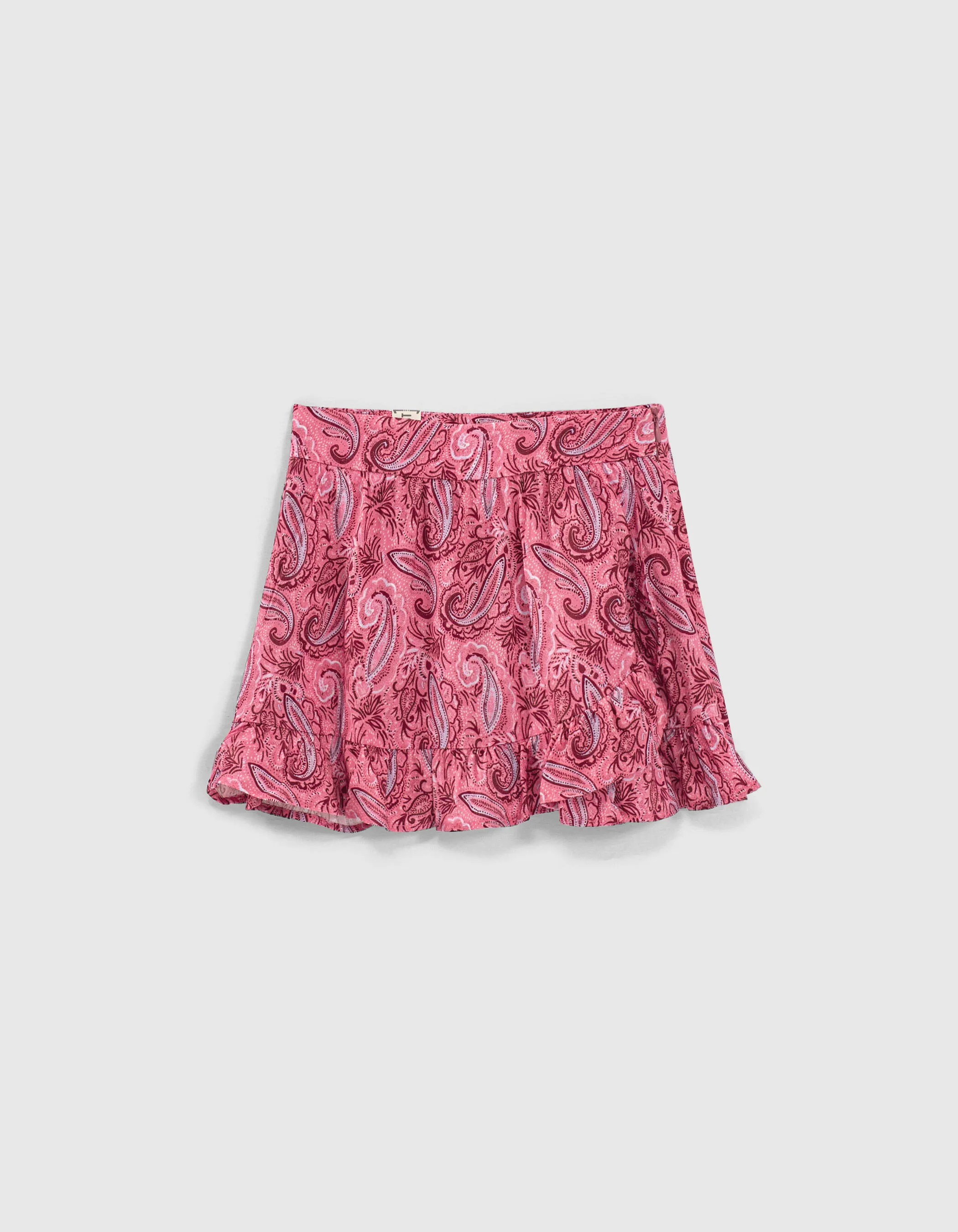 Jupe-short fuchsia imprimé cachemire Ecovero® fille