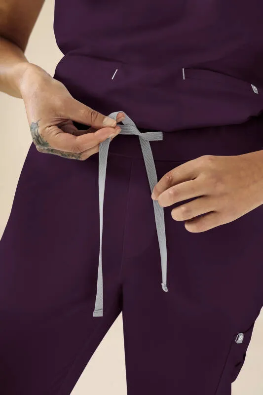 KAERE Pantalon Femme - avec poches cargo et ourlets côtelés Taille courte prune