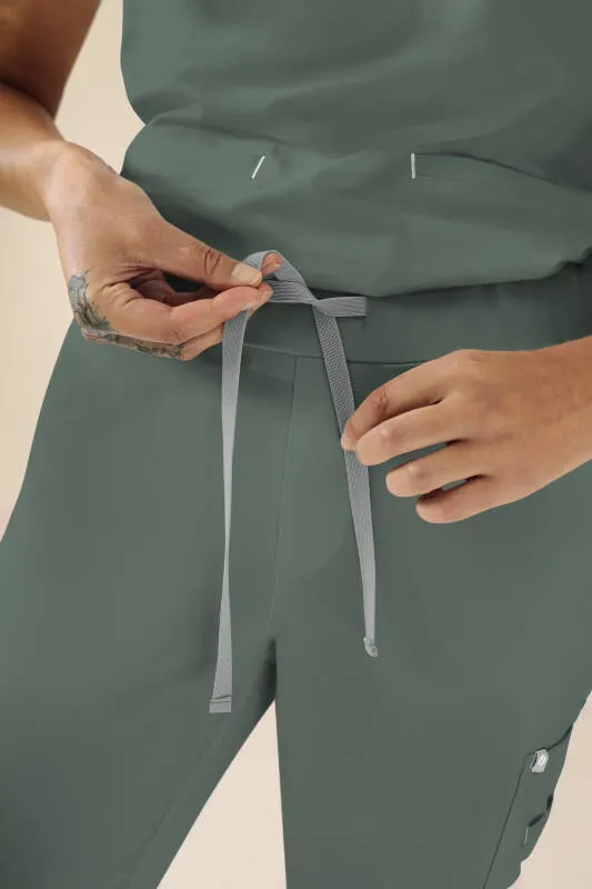 KAERE Pantalon Femme - avec poches cargo et ourlets côtelés Taille courte vert foncé