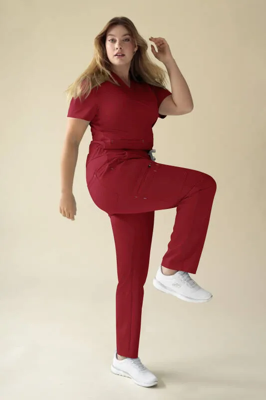 KAERE Pantalon Femme - avec poches cargo rouge