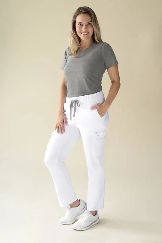 KAERE Pantalon Femme - avec poches cargo Taille courte blanc