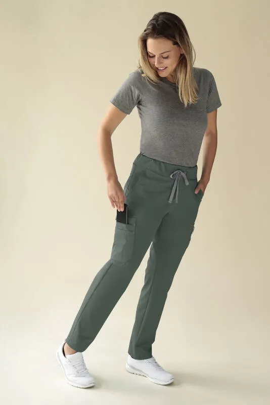 KAERE Pantalon Femme - avec poches cargo Taille courte vert foncé