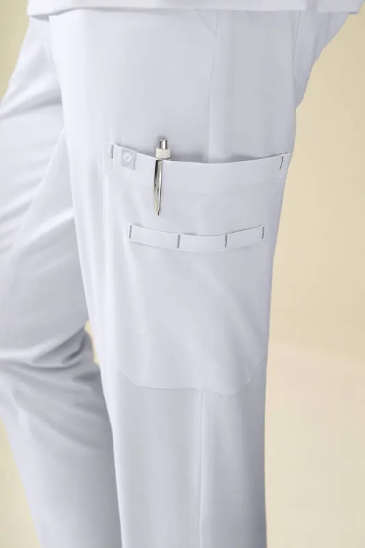 KAERE Pantalon Homme - avec poches cargo et ourlets côtelés blanc