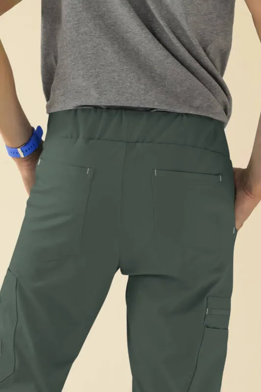 KAERE Pantalon Homme - avec poches cargo Taille courte vert foncé