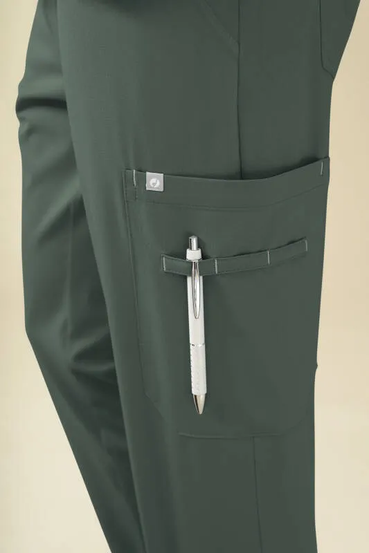 KAERE Pantalon Homme - avec poches cargo Taille courte vert foncé