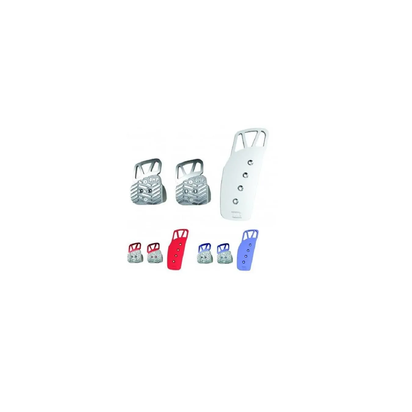 Kit 3 pédales OMP en aluminium sablé et anodisé
