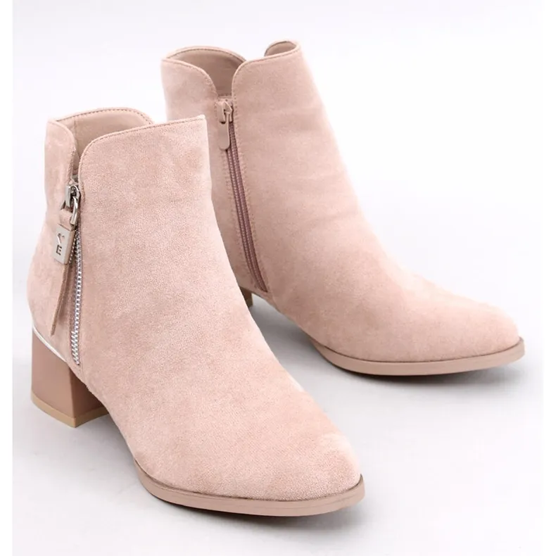 Leines Bottines à talons bas beiges