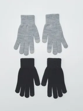 Lot de 2 paires de gants tactiles - Gris/noir