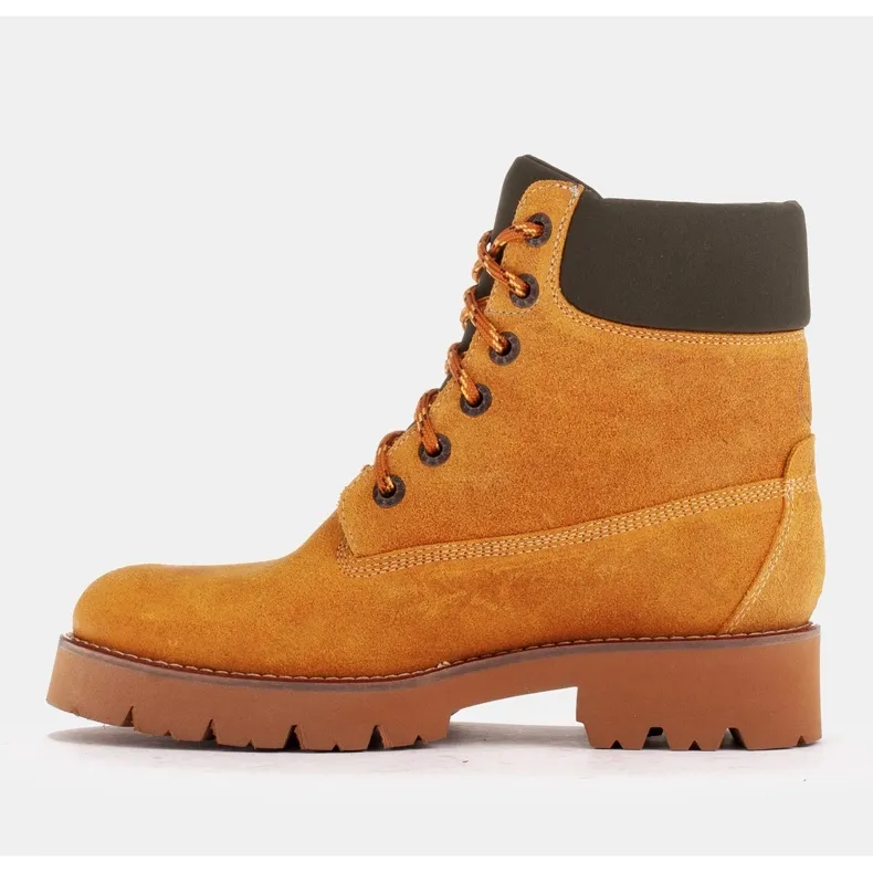 Marco Shoes Bottes imperméables en cuir jaune imprégné
