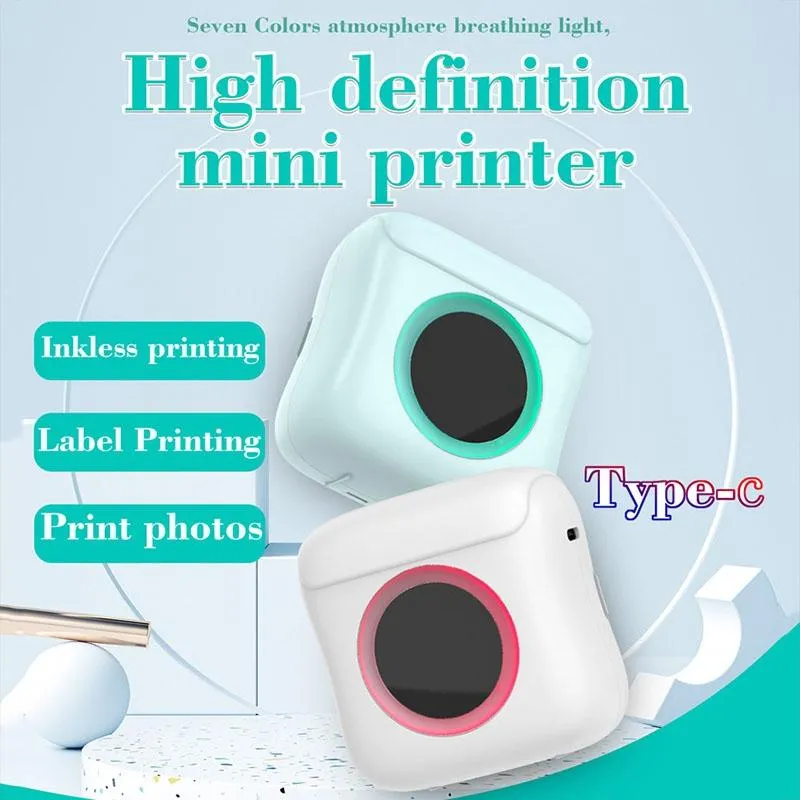 Mini Imprimante Bluetooth Thermique Portable Lumière Colorée