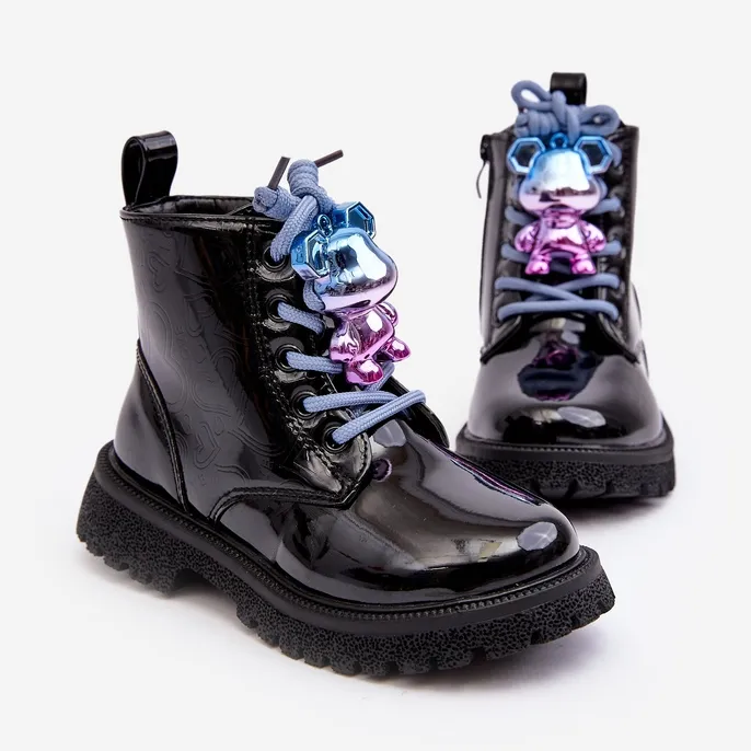 Miss Bottes isolées vernies pour enfants avec décoration, noir Bunnyjoy le noir