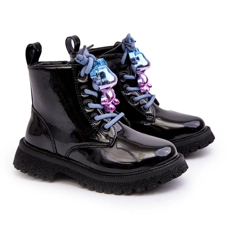 Miss Bottes isolées vernies pour enfants avec décoration, noir Bunnyjoy le noir