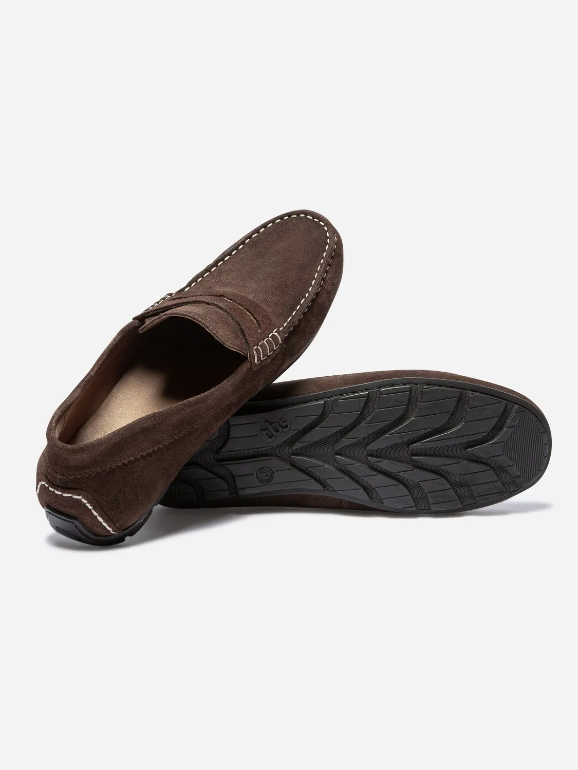 Mocassins Homme En Cuir Velours Marron tbs