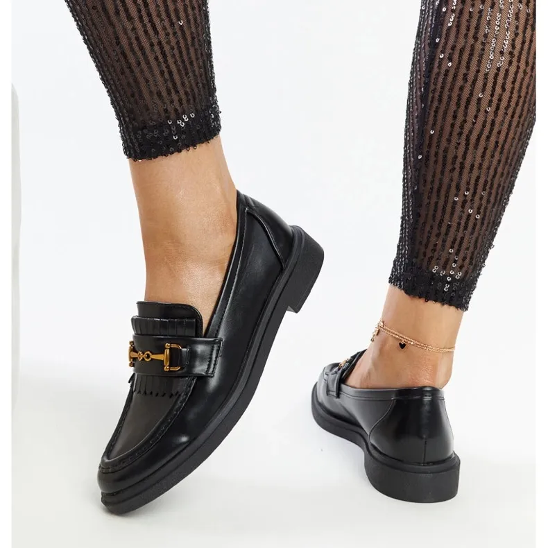 Mocassins noirs avec boucle Laurel le noir