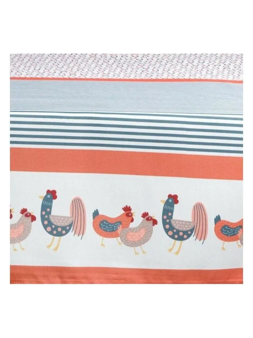 Nappe rectangulaire 150x250 cm Poule ou Coq - Orange