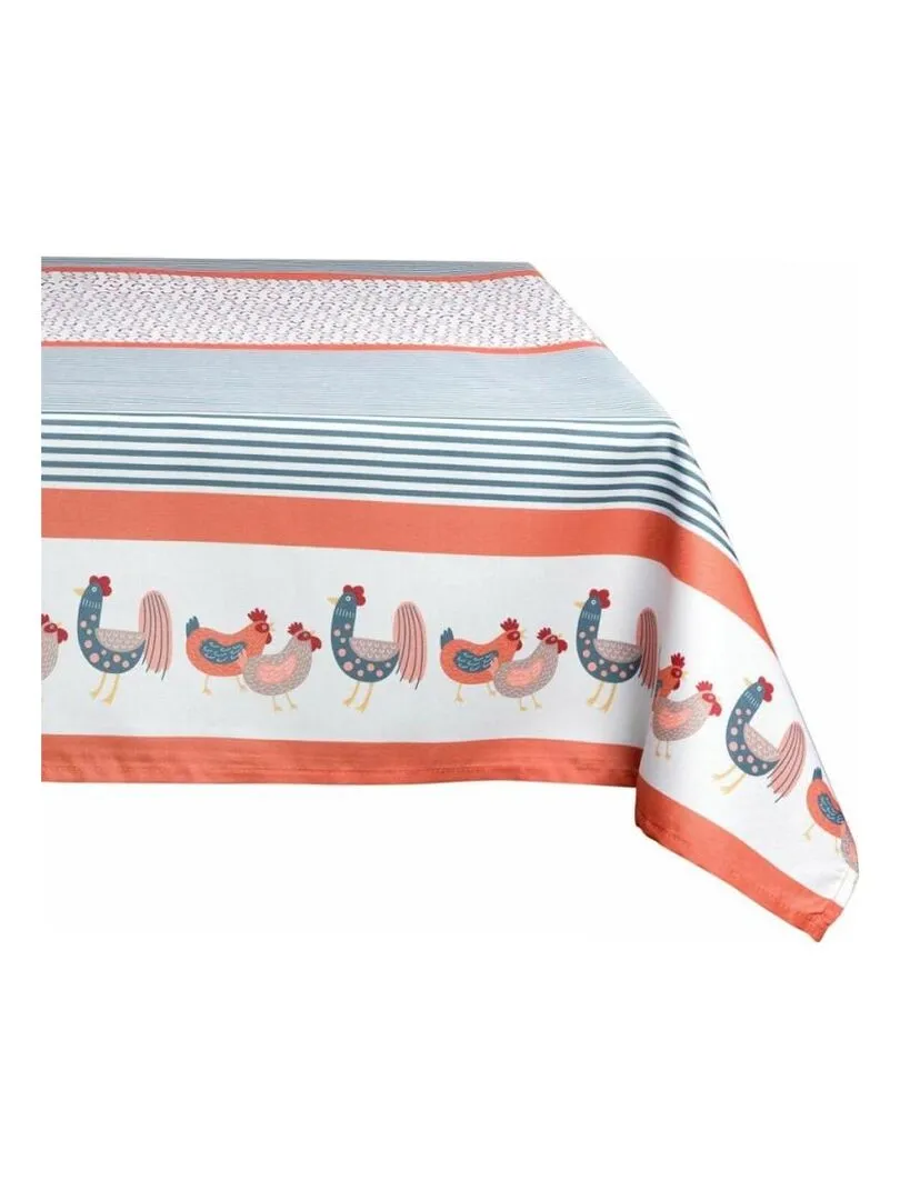 Nappe rectangulaire 150x250 cm Poule ou Coq - Orange