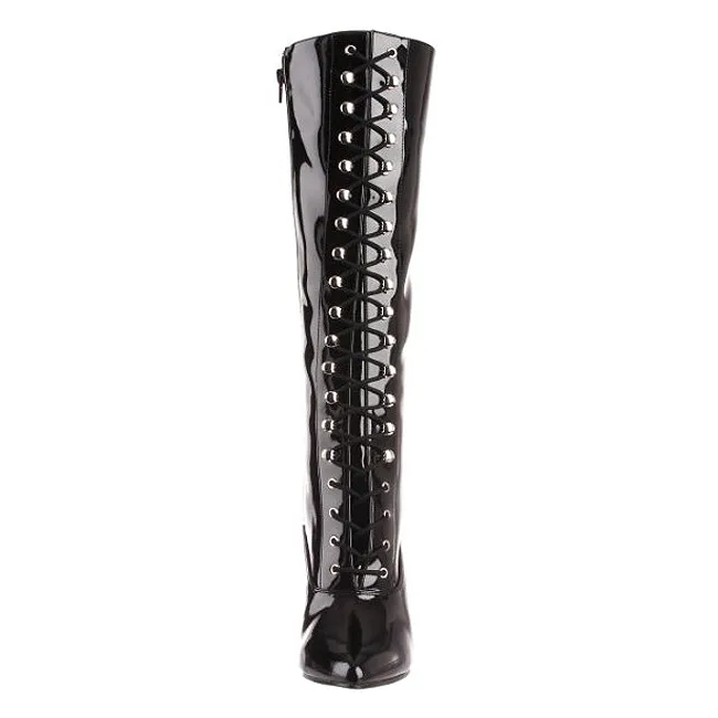 Noir Verni 10,5 cm VANITY-2020 Bottes à Lacets Femmes