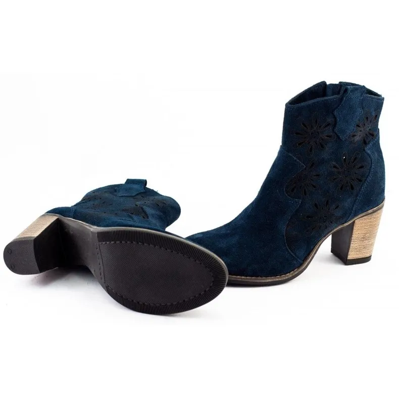 Olivier Bottines Lena bleu marine à talons ajourés