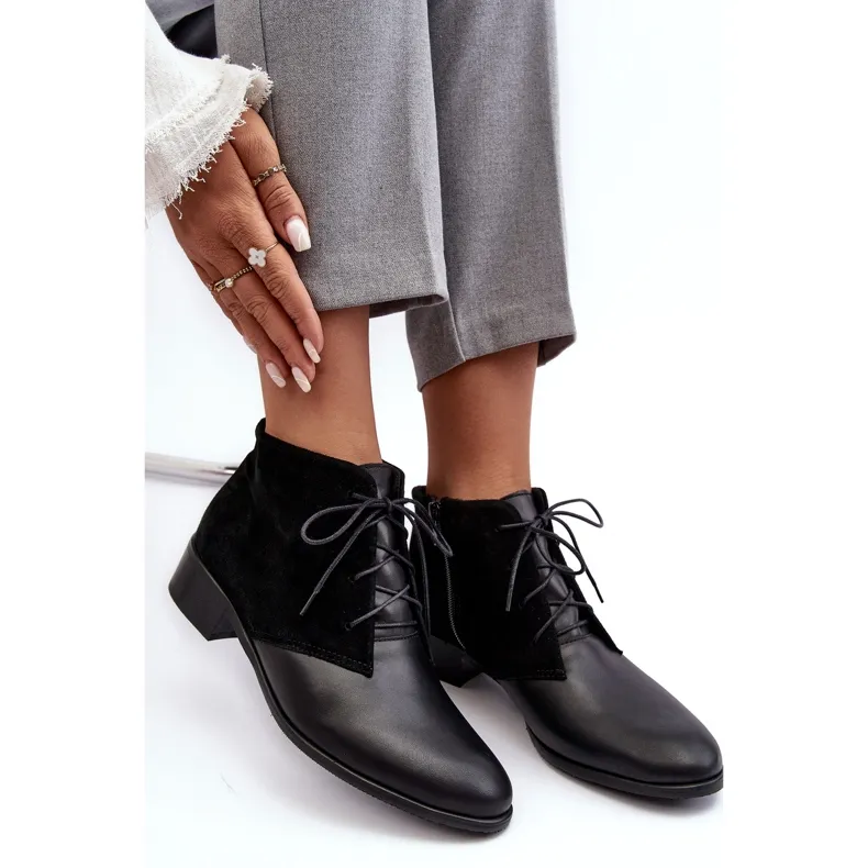 PA2 Bottes à lacets noires pour femmes à la mode Kefora le noir