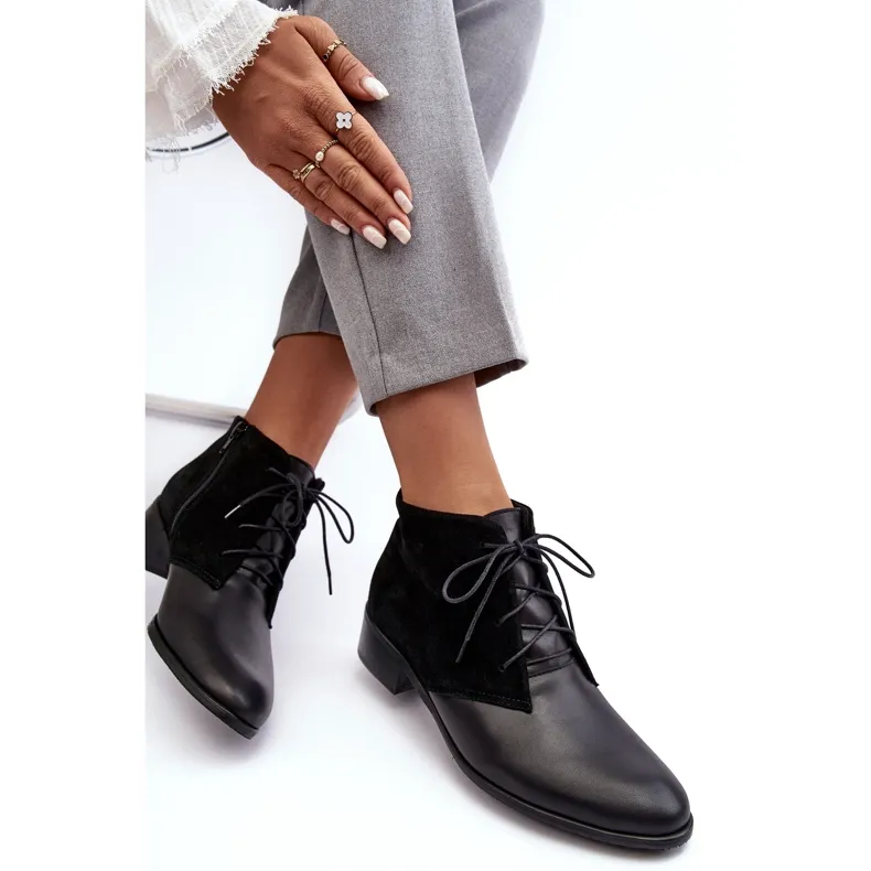 PA2 Bottes à lacets noires pour femmes à la mode Kefora le noir