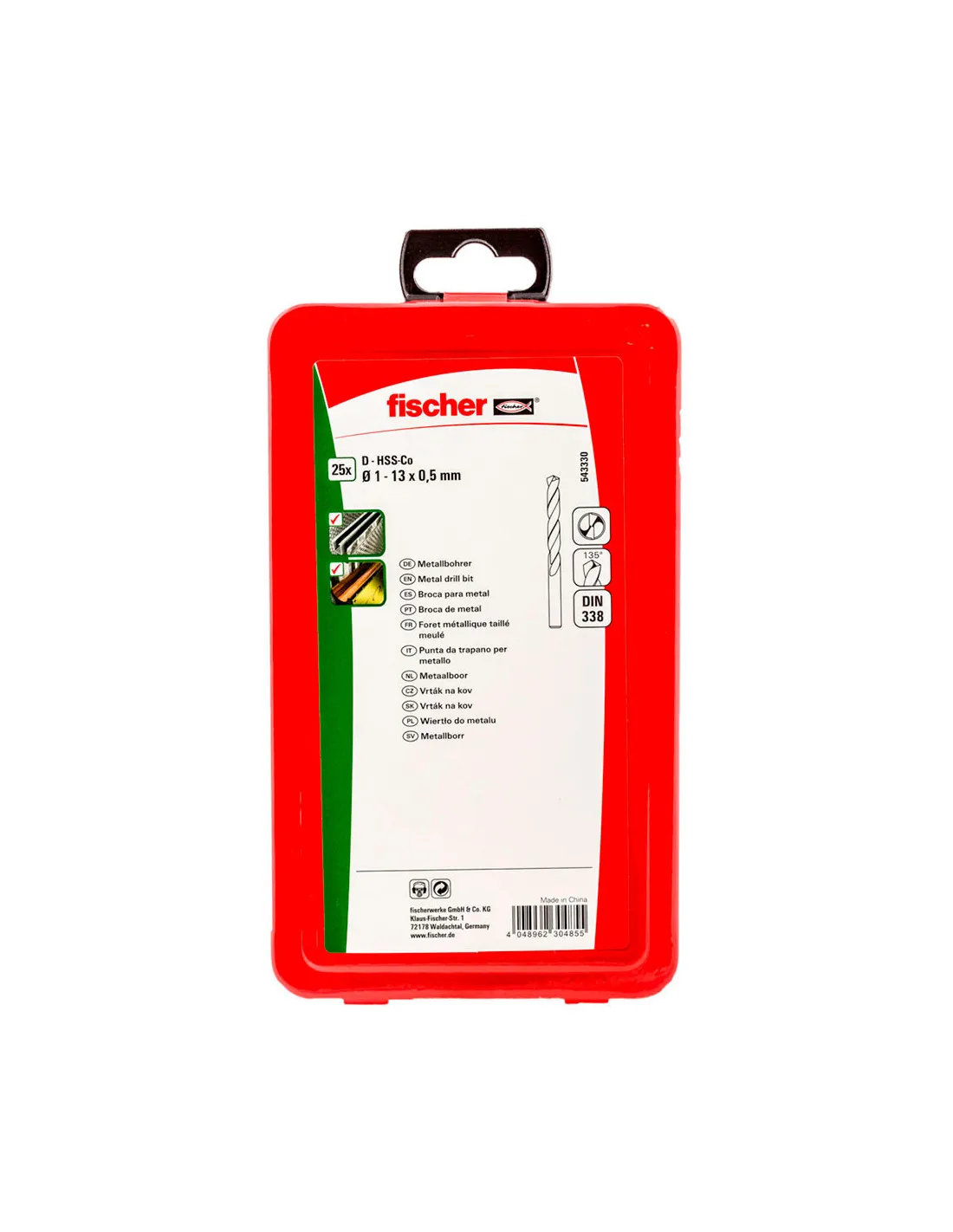Pack 25 Forets Métalliques Hss-Co Din338 1-13 543330 Fischer - 96351