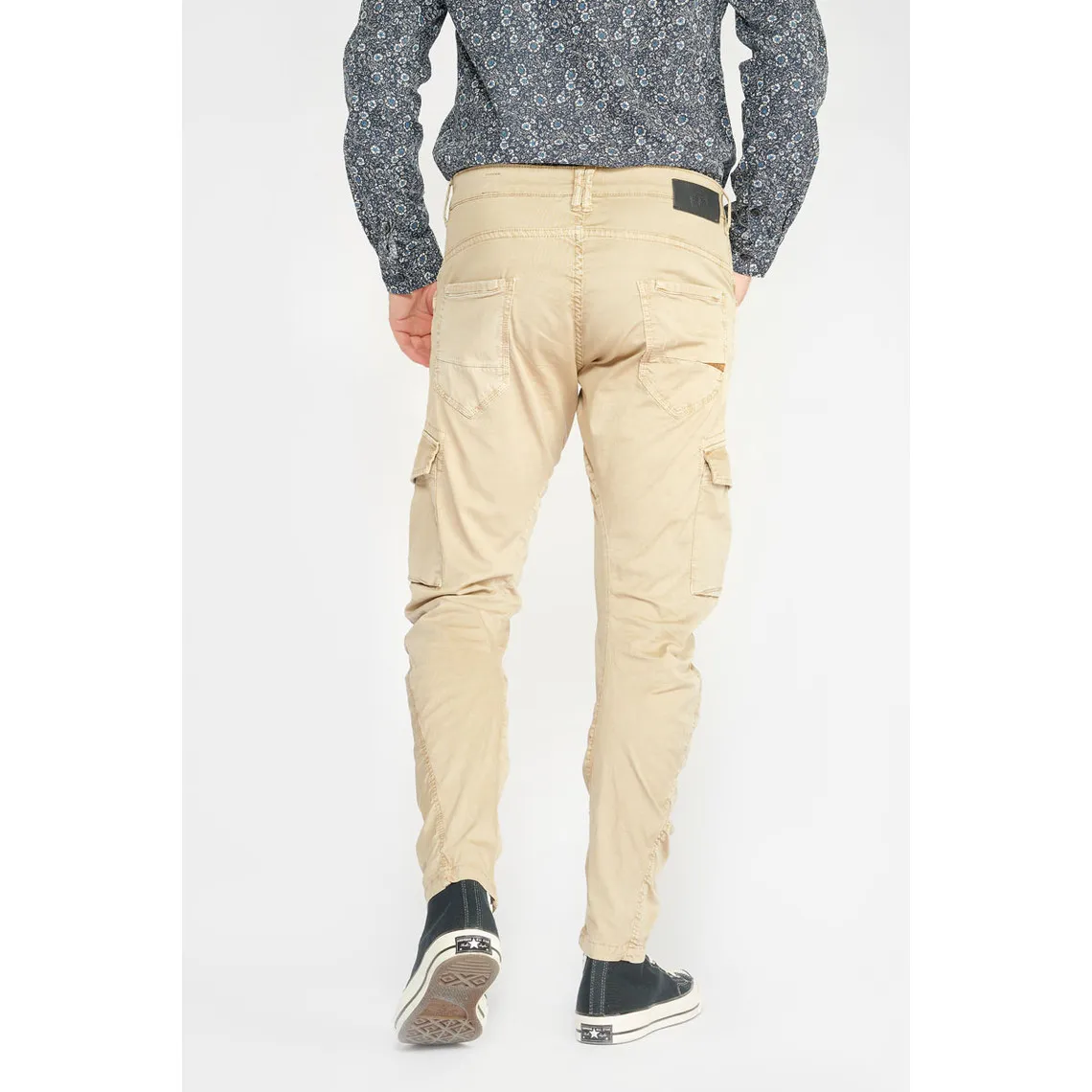 Pantalon Cargo Alban beige blanc en coton Le Temps des Cerises - Pantalon Homme sur MenCorner