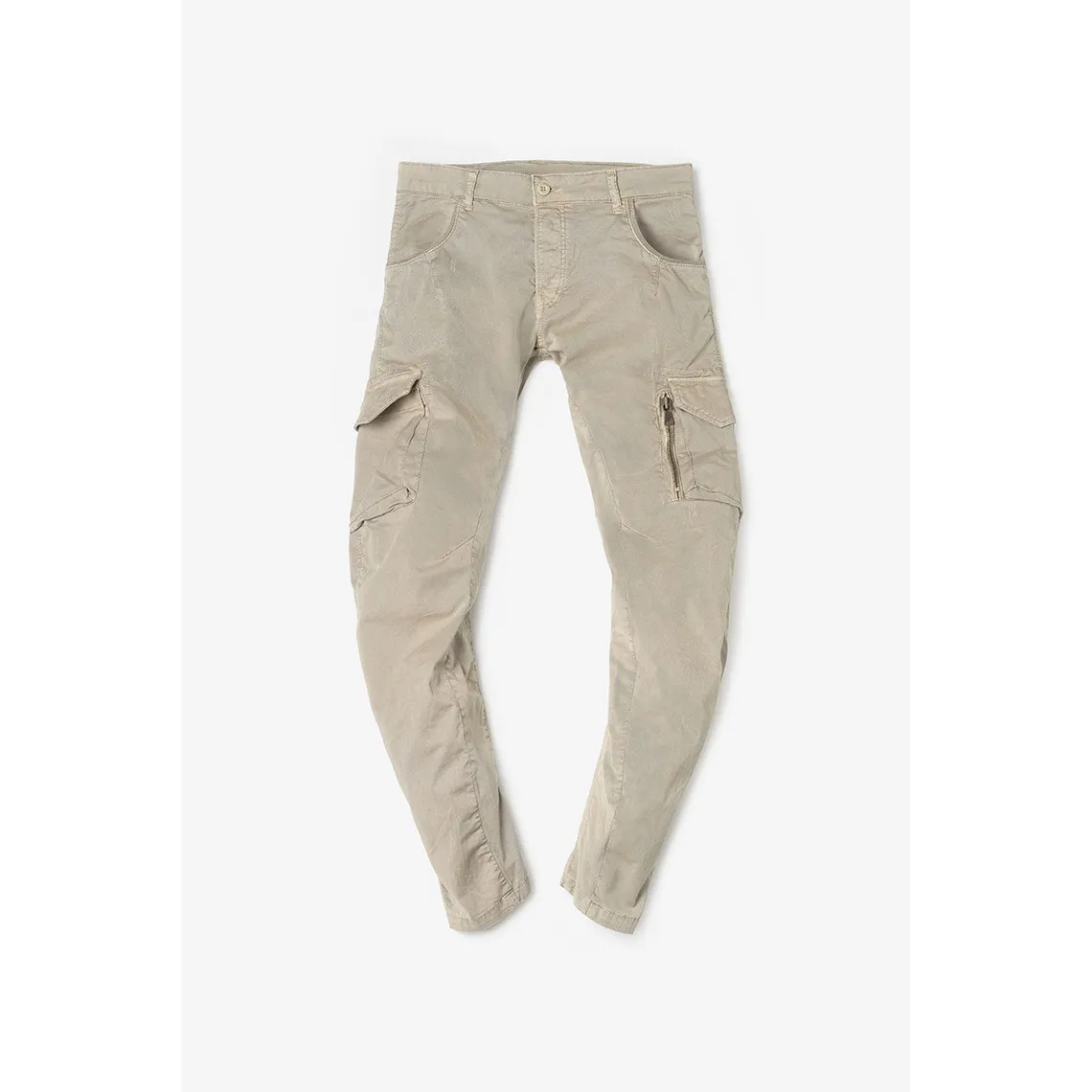 Pantalon Cargo Alban beige blanc en coton Le Temps des Cerises - Pantalon Homme sur MenCorner