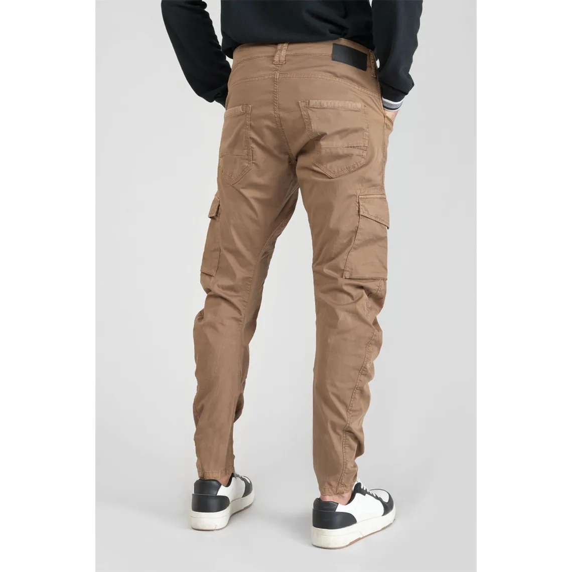 Pantalon Cargo Alban marron blanc en coton Le Temps des Cerises - Pantalon Homme sur MenCorner