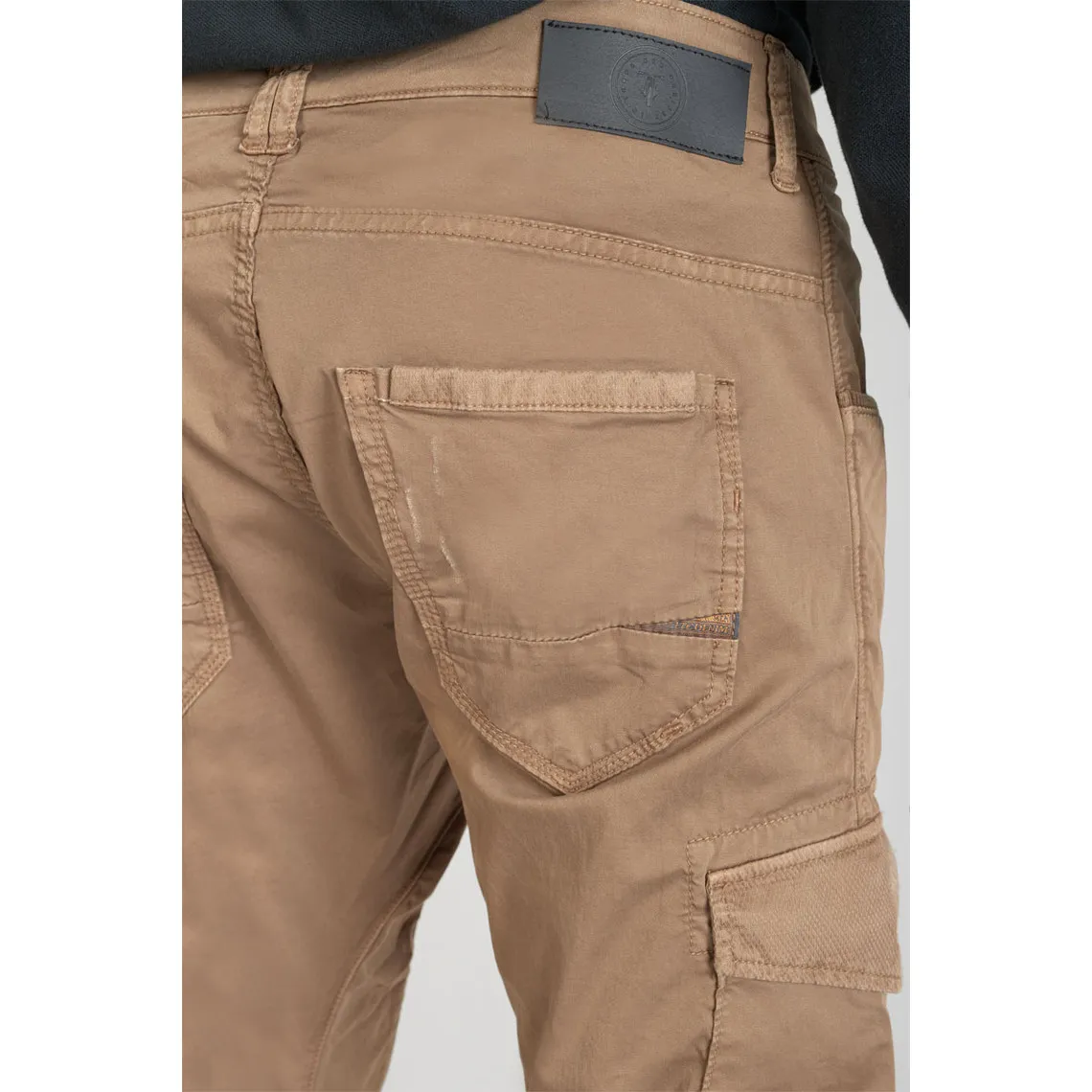 Pantalon Cargo Alban marron blanc en coton Le Temps des Cerises - Pantalon Homme sur MenCorner