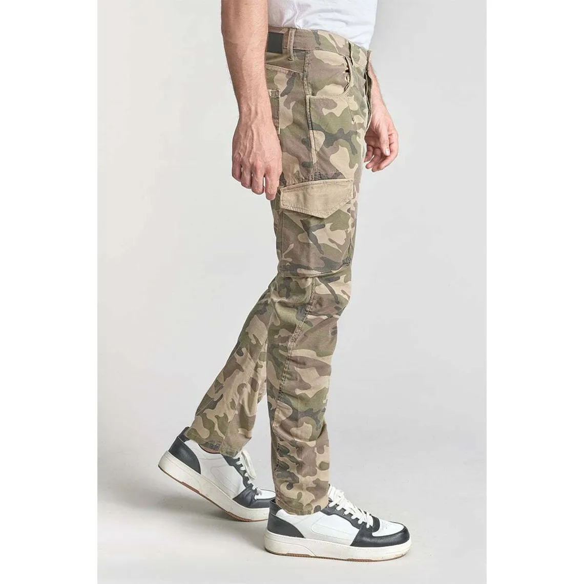 Pantalon cargo ALBANCAM beige en coton Le Temps des Cerises - Pantalon Homme sur MenCorner