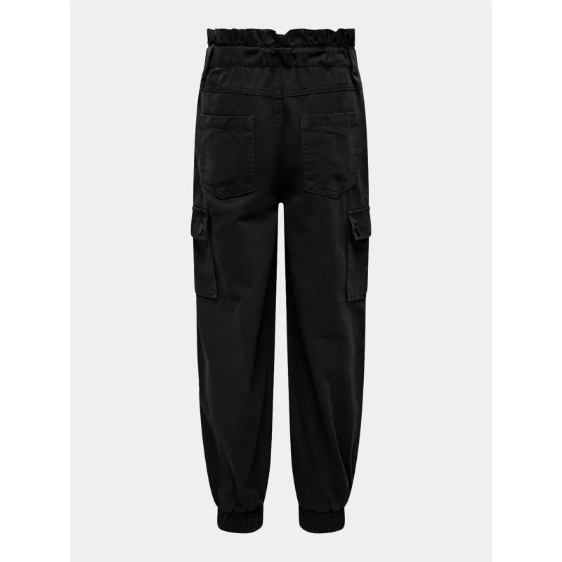 Pantalon cargo bas resseré saige noir fille - Only | wimod