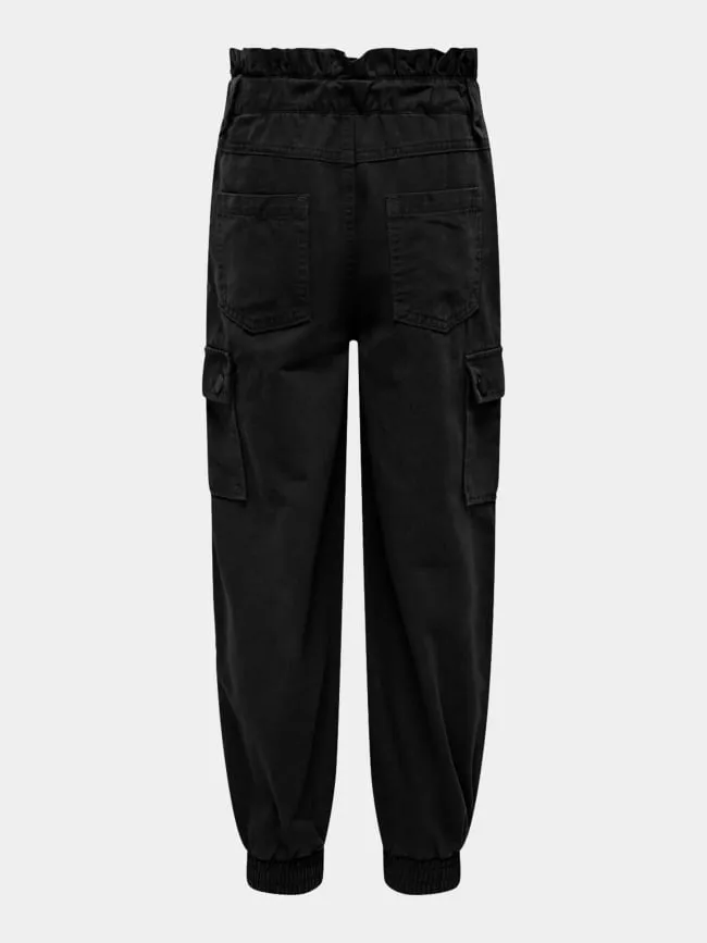 Pantalon cargo bas resseré saige noir fille - Only | wimod