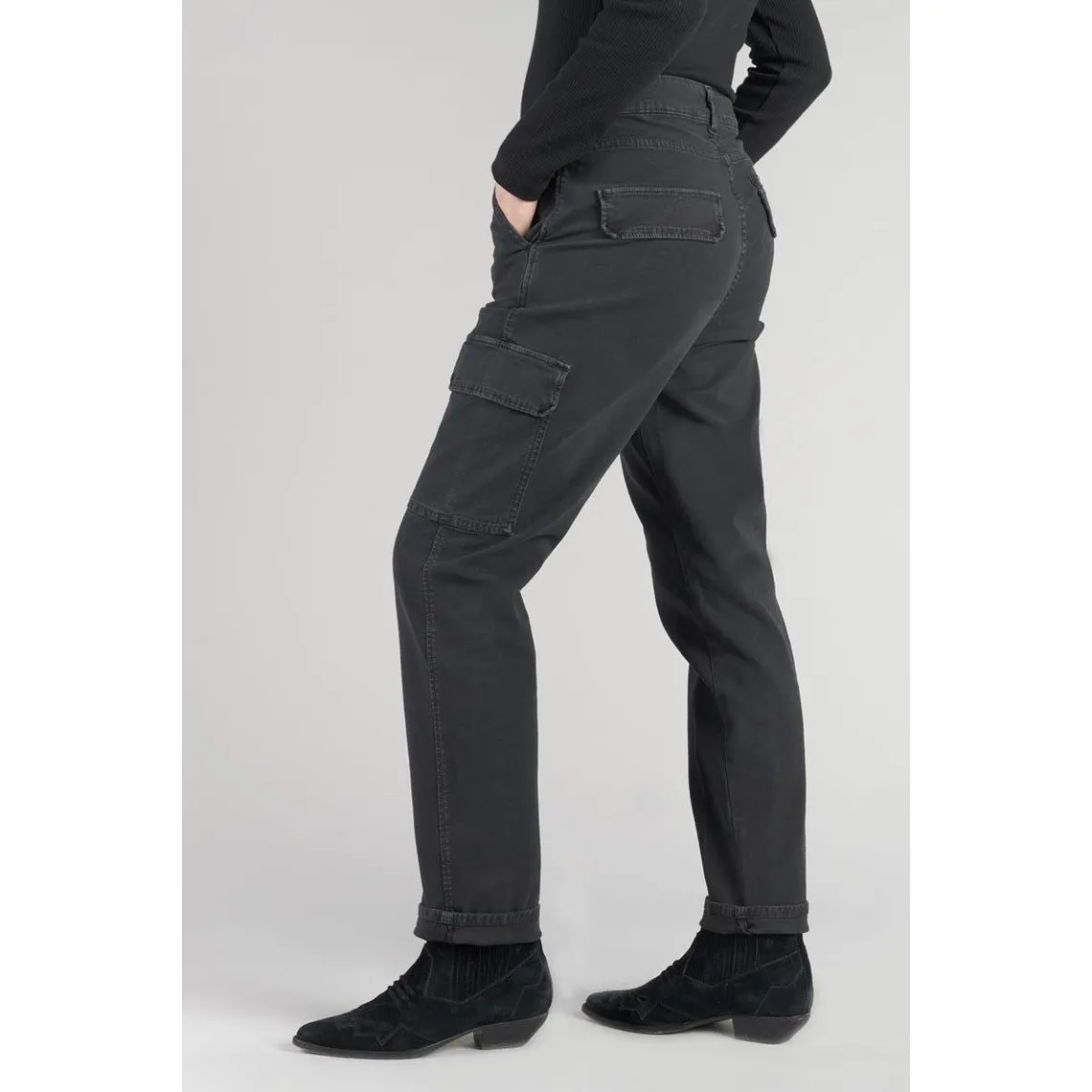 Pantalon cargo CASTELLA noir en coton | 3 Suisses