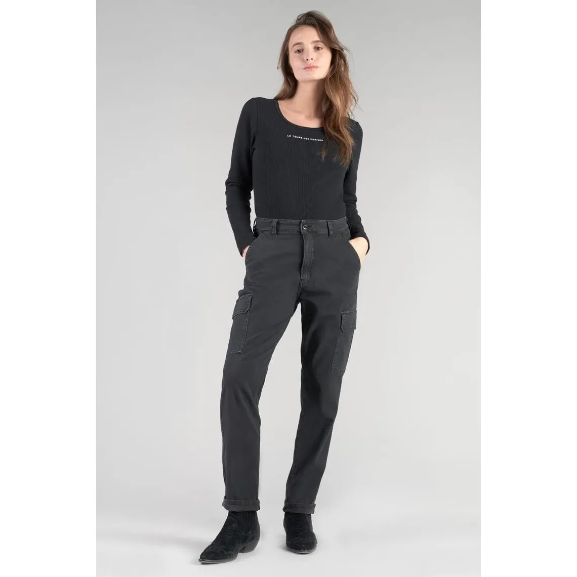 Pantalon cargo CASTELLA noir en coton | 3 Suisses