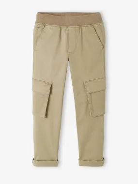 Pantalon cargo droit MorphologiK facile à enfiler garçon Tour de hanches FIN bronze - Vertbaudet