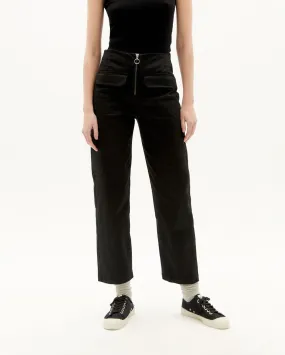 Pantalon cargo en coton bio | noir "black cargo pants" femme - Thinking Mu