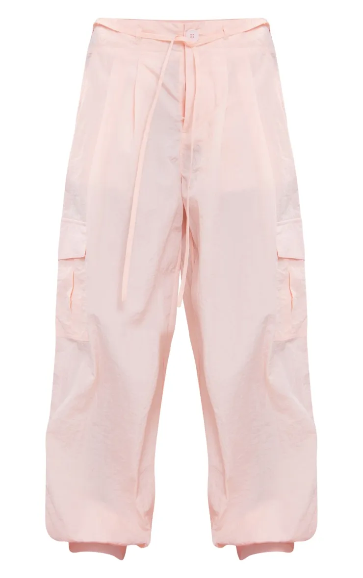 Pantalon cargo en nylon rose tendre très baggy