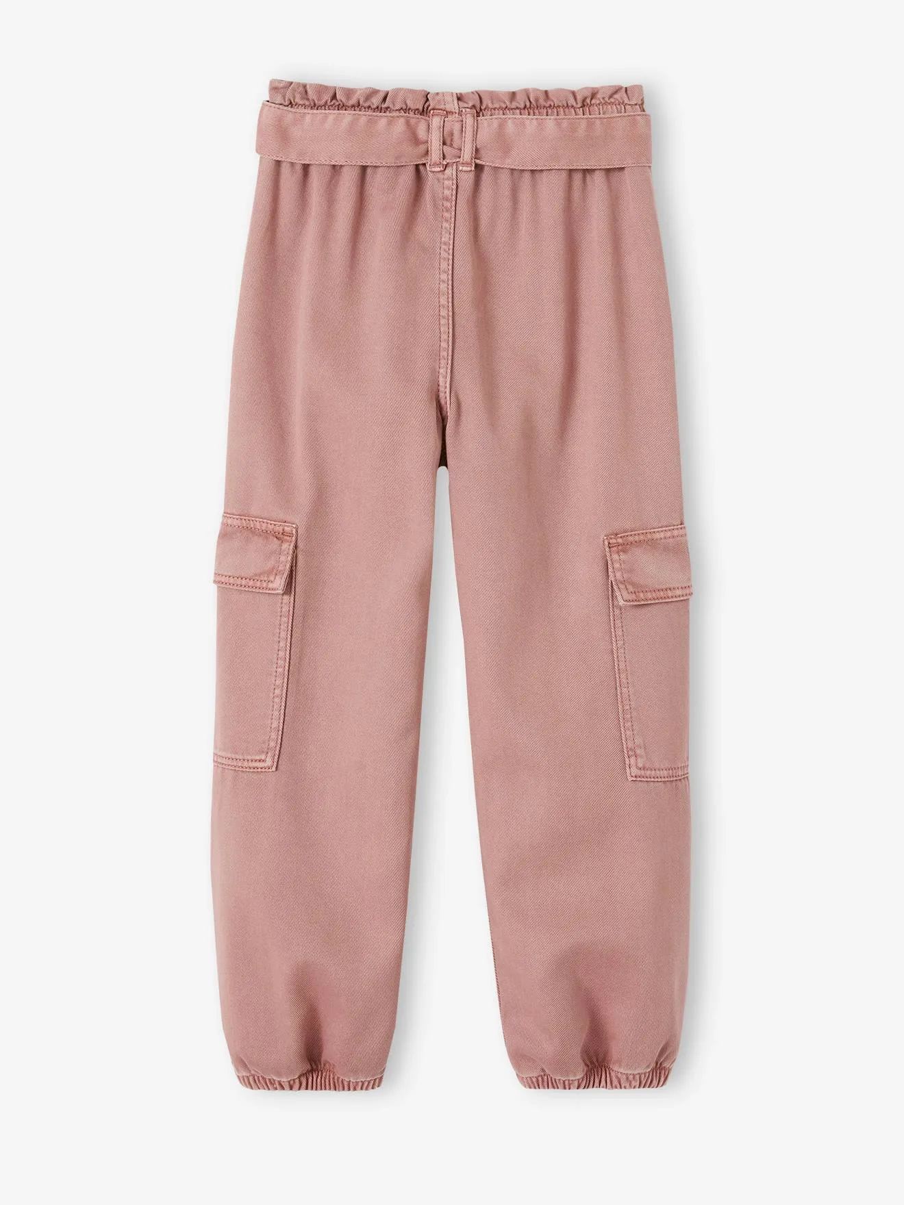 Pantalon cargo fluide fille vieux rose - Vertbaudet