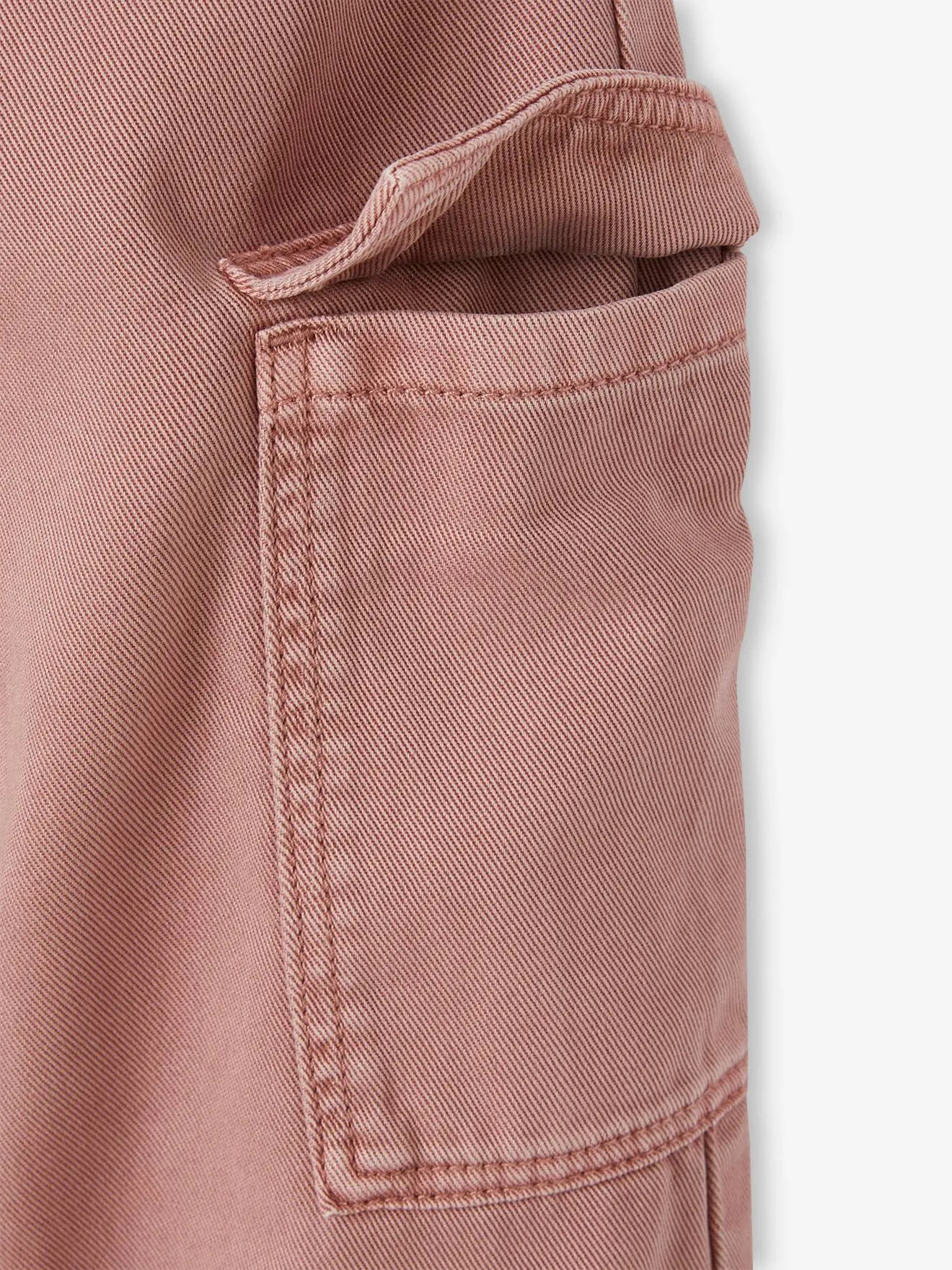 Pantalon cargo fluide fille vieux rose - Vertbaudet