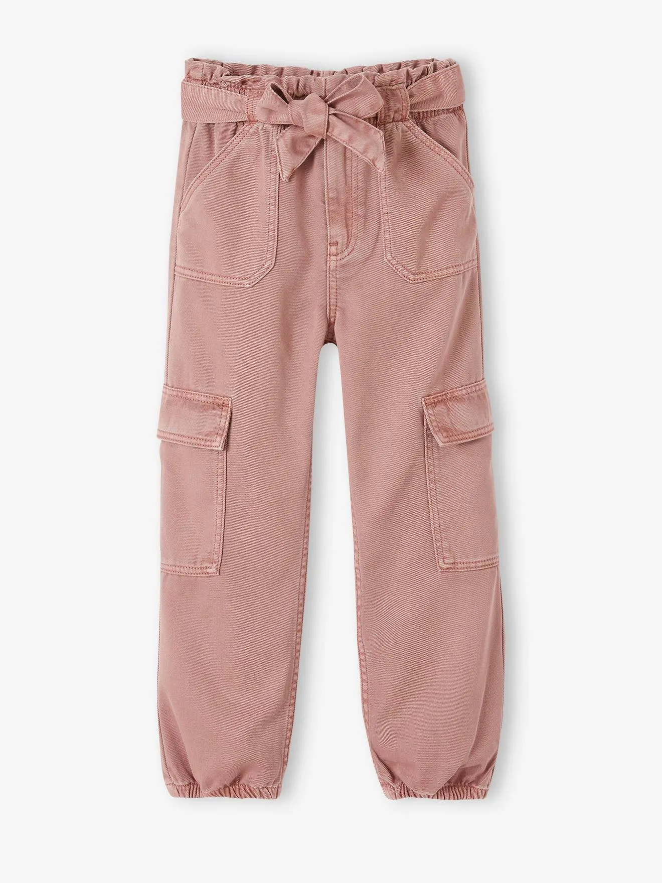 Pantalon cargo fluide fille vieux rose - Vertbaudet