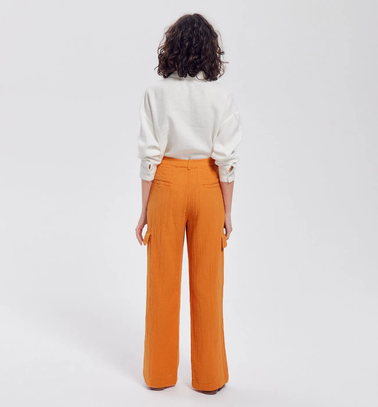 Pantalon cargo gaze de coton - Orange