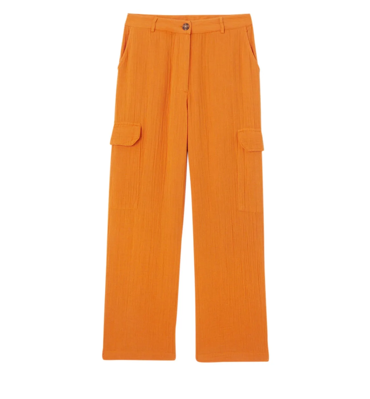 Pantalon cargo gaze de coton - Orange