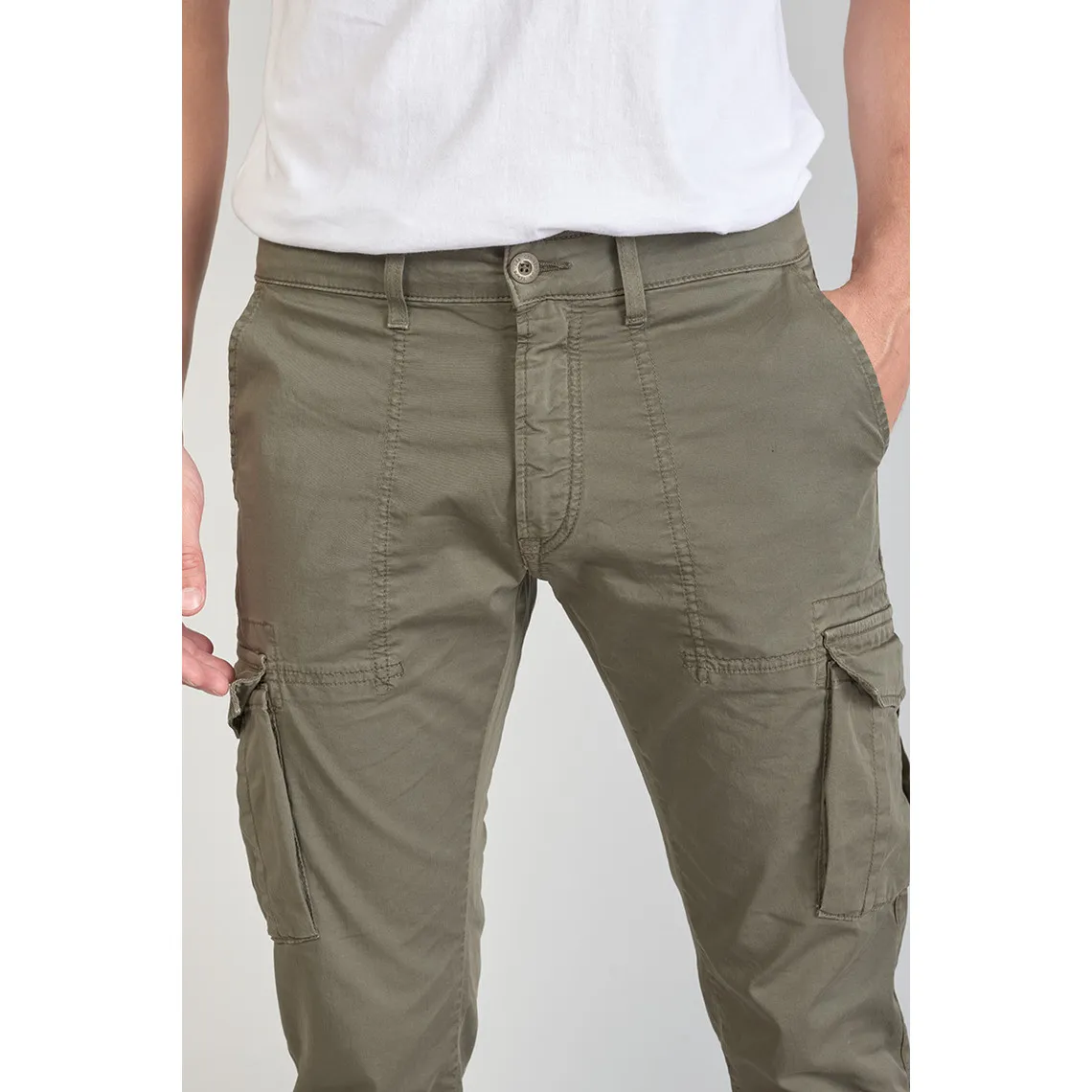 Pantalon cargo Lakme kaki vert en coton | 3 Suisses