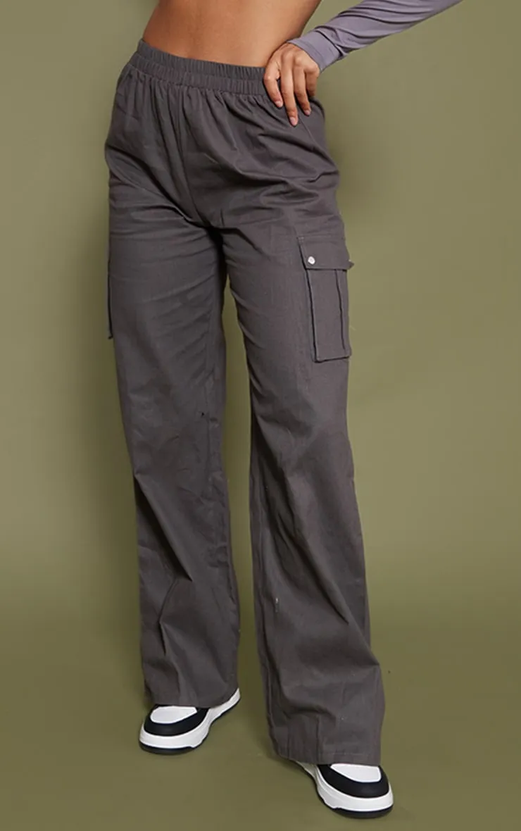 Pantalon cargo large gris anthracite à taille haute