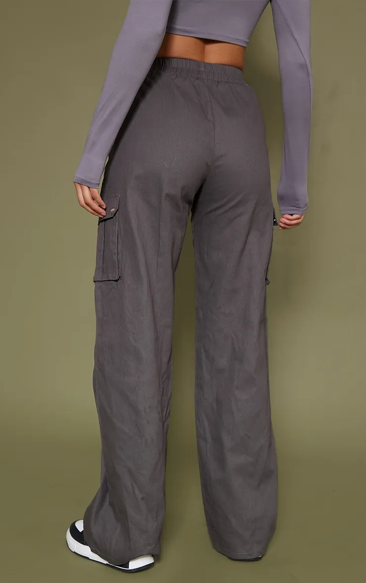 Pantalon cargo large gris anthracite à taille haute