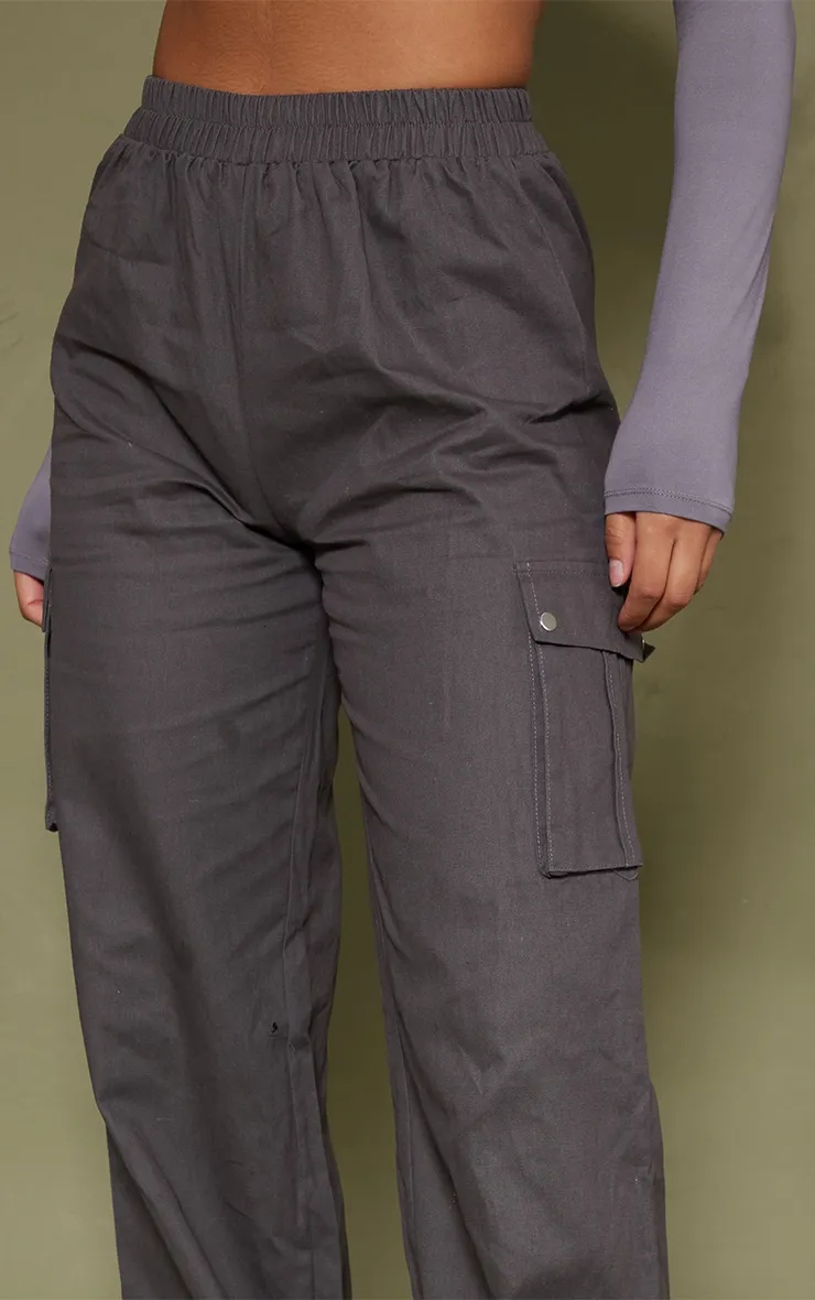 Pantalon cargo large gris anthracite à taille haute