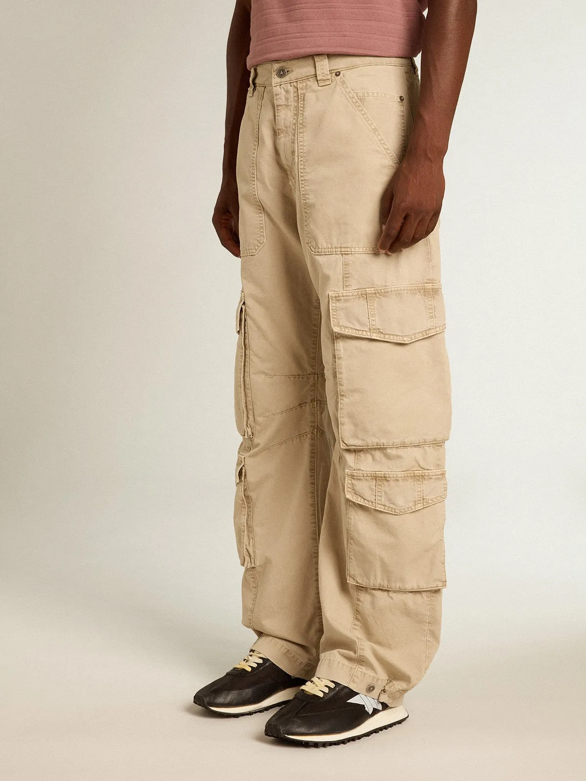 Pantalon cargo pour homme en coton kaki