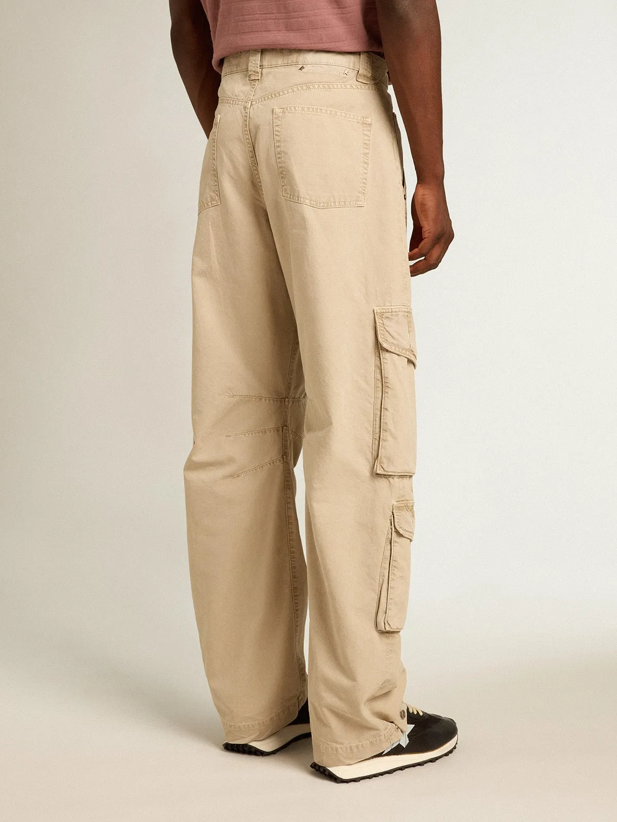 Pantalon cargo pour homme en coton kaki